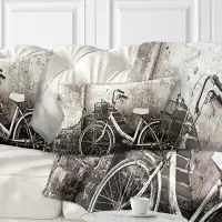 East Urban Home Photography Old Bicycle and Cracked Wall Lumbar Pillow