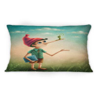 East Urban Home Pinocchio With Long Nose Fairy Tale Character - Children''s Art Printed Throw Pillow 1