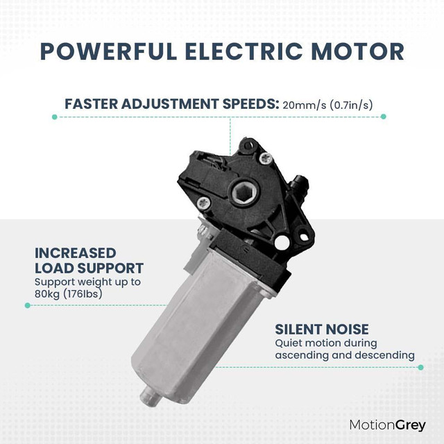 MotionGrey - Electric Motor Ergonomic Height Adjustable Sit to Standing Desk - White Frame (55x24 Top) in Desks - Image 4