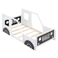 Zoomie Kids Twin Size Classic Car-Shaped Platform Bed With Wheels