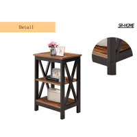 SR-HOME End Side Table With Storage Shelf Nightstands For Living Room,Bedroom Furniture