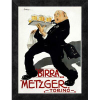 Global Gallery 'Birra Metzger' by Filberto Mateldi Framed Vintage Advertisement