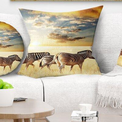 East Urban Home African Zebras Walking Pillow in Bedding