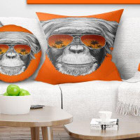 East Urban Home Animal Monkey with Mirror Sunglasses Pillow