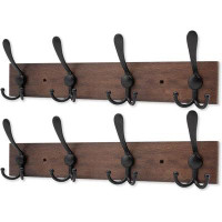 17 Stories Coat Rack Wall Mount With Metal Hooks 2 Pack, Wooden Heavy Duty Wall Entryway Hanging Coat Rack For Clothes H