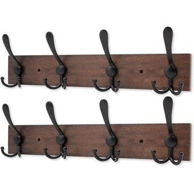 17 Stories Coat Rack Wall Mount With Metal Hooks 2 Pack, Wooden Heavy Duty Wall Entryway Hanging Coat Rack For Clothes H in Other