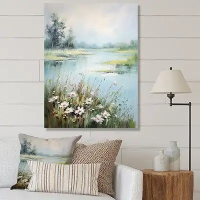 Red Barrel Studio Meadow Tranquil Waters III - Floral Canvas Wall Art