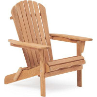 Arlmont & Co. Foldable Adirondack Chair, Wood Outdoor Patio Lounge Chair, For Garden Backyard Firepit Deck Poolside