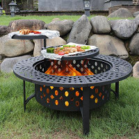 Darby Home Co Hayler 36" W / 42" W Wood Burning Outdoor Fire Pit Table with Lid