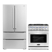 Cosmo 2 Piece Kitchen Package with French Door Refrigerator & 30" Freestaning Gas