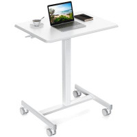 Inbox Zero TDC Sweetcrispy Small Mobile Rolling Standing Desk Rolling Desk Laptop Computer Cart for Home