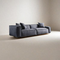 Hokku Designs 86.77" Blue Cotton and linen fabric Modular Sofa cushion Loveseat