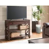 The Twillery Co. Hilma 36" Wide Rustic Classic Wooden Sofa TV Rectangular Console Table With 1 Drawer And 2 Shelves