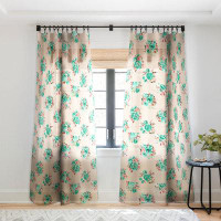 East Urban Home Ninola Design Mint Sweet Roses Bouquets Watercolor 1pc Sheer Window Curtain Panel