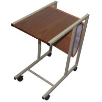 17 Stories Modern Brown Faux Woodgrain Metal Laptop Cart Desk