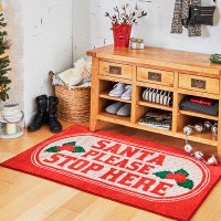 The Holiday Aisle® Triplett Santa Stop Here Red Area Rug