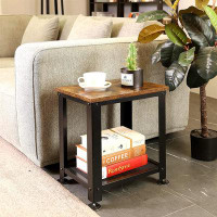 17 Stories Small End Table, Industrial Side Table With Durable Steel Frame For Small Space In Living Room, Bedroom And B