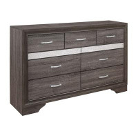 Rosdorf Park Unique Style Bedroom 1Pc Dresser Of Drawers Hidden Drawers Gray And Sliver Glitter Wooden Furniture