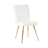 Mercer41 Set Of 4 Modern White Teddy Wool Upholstered Dining Chairs