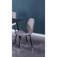 George Oliver Dining Chair Grey Upholstered Fabric Seat With Black/Grey Metal Legs