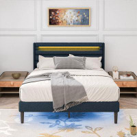 Brayden Studio Queen Size Bed Frame with LED Lights