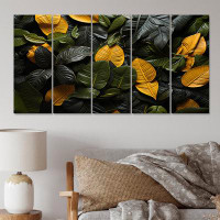 Winston Porter Orange Grey Plants Field Vibrant - Floral Wall Decor - 5 Equal Panels