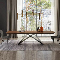 Orren Ellis Nordic Solid Wood Rectangular Dining Table