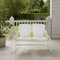 Hashtag Home Burley Outdoor Metal Loveseat Glider White Gloss