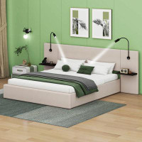 Latitude Run® Queen Size Storage Upholstered Hydraulic Platform Bed With 2 Shelves
