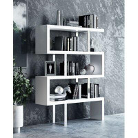 Latitude Run® 67" H x 51" W Wood Geometric Bookcase