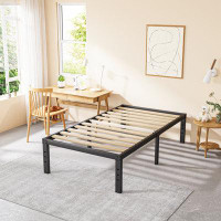 Ebern Designs Agulla 16" High Metal Bed Frame with Sturdy Wood Slats, No Box Spring Needed, Easy Assembly