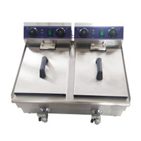 Open Box Commercial Electric Deep Fryer Stainless Steel Fryer with Choke Fried Chicken (20L Dual Tank) 181639