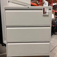 Teknion 3 Drawer Lateral Filing Cabinet – Full Pull Handles – White in Desks in Ottawa