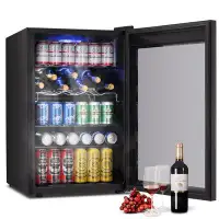R.W.FLAME R.W.FLAME 4.5 Cubic Feet Beverage Refrigerator with Glass Door