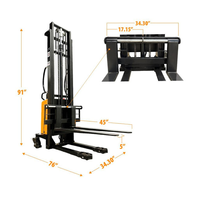 HOC EMS1035TC SEMI ELECTRIC THIN LEG STACKER 1000 KG (2204 LBS) 138 CAPACITY + 3 YEAR WARRANTY + FREE SHIPPING in Power Tools - Image 2