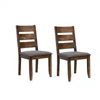 Millwood Pines Wooden Ladder Back Dining Chair, Grey & Brown, Set of 2