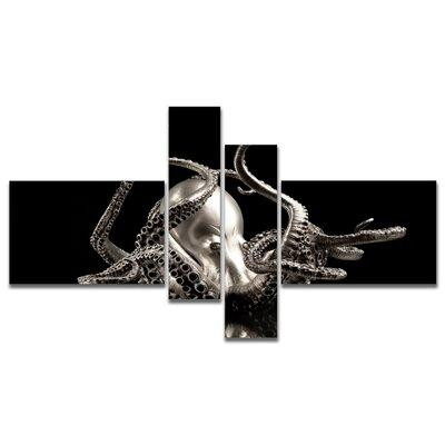 East Urban Home 'Silver Octopus' Graphic Art Print Multi-Piece Image on Canvas in Arts & Collectibles
