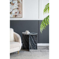 Joss & Main Decorative Round Marble Coffee Table - 20" x 22" - Black