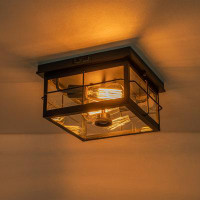 FTL Flush Mount Motion Sensor Outdoor Ceiling Light with Clear Glass