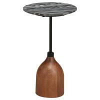 Latitude Run® Ophelia Round Marble Top Side Table Black