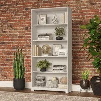 Latitude Run® Cabot Tall 5 Shelf Bookcase Large Open Bookshelf In White Sturdy Display Cabinet For Library, Living Room,