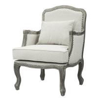 One Allium Way Kensington Cream and Brown Armchair with Accent Pillow