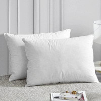 weilaicheng Feather Down Pillows Set Of 2, Bed Pillows For Sleeping Covered With 100% Cotton Shell,Extra Soft & Breathab