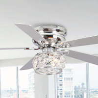 Willa Arlo™ Interiors 48" Pauley 5 - Blade Crystal Ceiling Fan with Remote Control and Light Kit Included