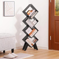 Ebern Designs Ebern Designs Black Bookshelf - Small Book Shelf, 4-Tier Tall Bookcases Book Organizer, Industrial Bookshe