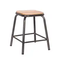 Taiga Furnishings 94025 Metal Dining Chair w/Natural Ash Wood Seat in , Matt Gunmetal/Square Wood Seat
