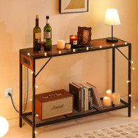 17 Stories Razwanur 41.7" Console Table with Storage Shelf and Power Station