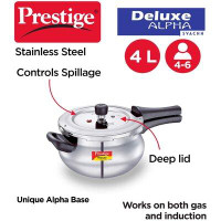 Prestige Cookers Prestige Deluxe Alpha Svachh Stainless Steel Pressure Cooker With Alpha Base And Deep Lid For Spillage