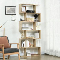 Latitude Run® 75.5"H Bookcase 6 Shelf S-Shaped Bookshelf