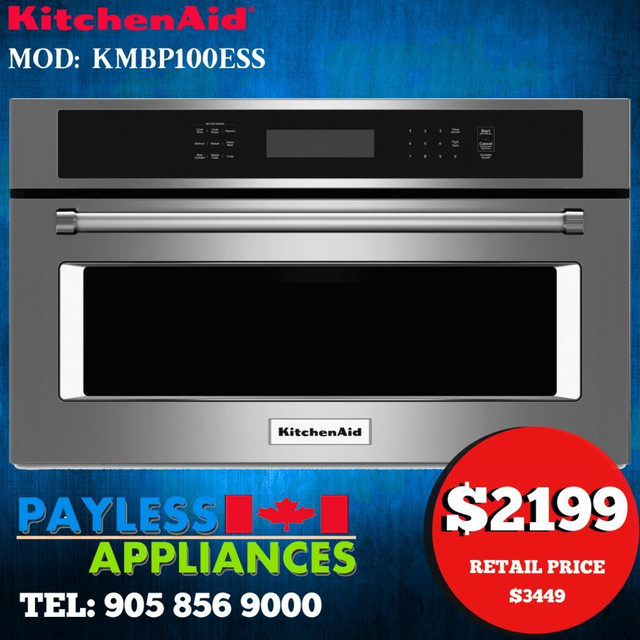 KitchenAid KMBP100ESS 30 Built In Microwave With Convection 1.4 cu. ft. Capacity Stainless Steel Color in Microwaves & Cookers in City of Toronto